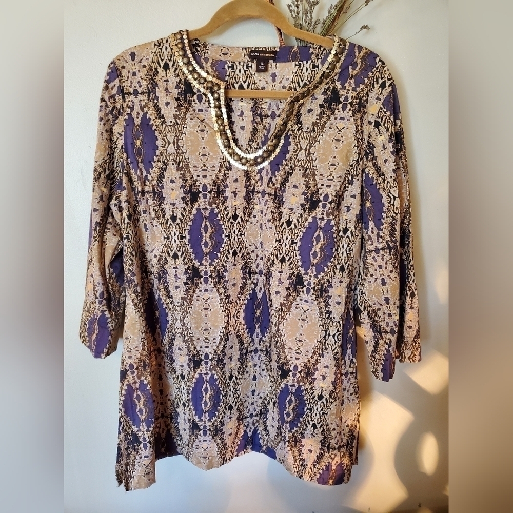 Dana Buchman Beaded Shibori print Shirt
